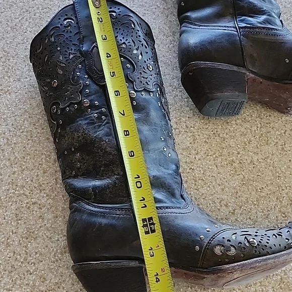 Women's Corral Fango Antiqued Studded & Silver Inlay Boots Size 9.5M - Picture 11 of 16